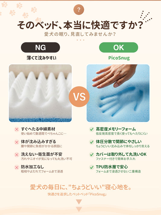 PicoSnug AeroRest｜ワンちゃんのための、人用マットレス品質